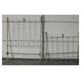 Antique Cast Iron & Brass Bed Headboard Footboard
