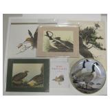Various Vintage Art Bird Prints, Postcards & Plate