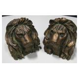 Vintage Pair Lion Head w/ Mane Book Ends