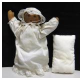 Vintage Head Turning Mood Doll In Gown w/ Pillow