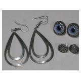 Lot of 3 Pair Various Aztec / Eye Form Earrings
