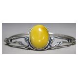 Yellow Cabochon in 925 Sterling Bracelet