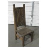 High-Back Vintage Wood Chair - 48" Tall