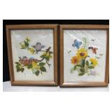 Lot Of 2 Crewel Embroidery Framed Art Pieces