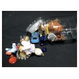 5.5" Tall Jar Of Miscellaneous Jewelry & More