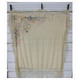 Antique Silk Embroidered Fringed Piano Shawl