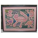 Vintage San Blas Island Kuna Indian Cat Mola