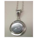 Sterling Silver Cats Eye Necklace - Hallmarked
