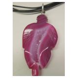 Sterling Silver & Carved Pink Geode Necklace