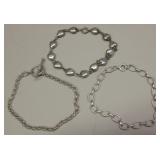 Lot Of 3 Sterling Silver Bracelets - 22 Grams
