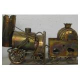 Vintage Coppered Metal Locomotive Book Ends