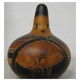 Decorated Native Gourd Rattle - 6" Tall