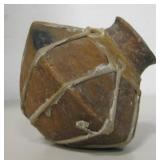 Vintage Ceramic Pot w/ Rawhide Wrap - 4.5" Tall