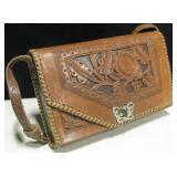 Tooled Leather Purse - 8" Wide