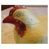 Antique Hand Carved & Painted Wood Chicken