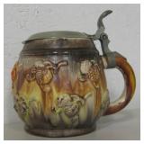 Vintage Acorn Decorated Lidded Mustard Pot Tankard