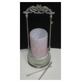 Vintage Pink Glass Pickle Jar w/ Stand - 13" Tall