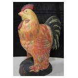 13" Tall Painted Carved Wood Rooster By Foreside