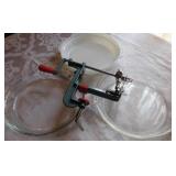 Apple Peeler, Pyrex Pie Dishes - 1 Is Milk Glass