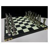 Cast Metal Chess Set w/ Board - 13.5" x 13.5"