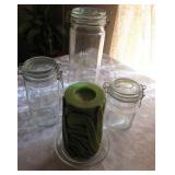 Lot Of Glass Canisters & Pillar Candle