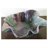 Large Ceramic Art Bowl w/ Ruffled Edge 18" Dia.