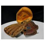3 Vintage Baseball Gloves