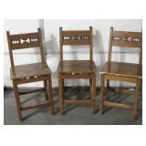 Lot Of 3 Southwest Designed  Wood Stools