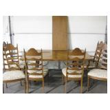 Vintage Large Dining Room Table w/ 6 Chairs