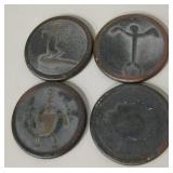 4 Ceramic 3.5" Diameter Art Coasters - Signed