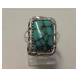 Sterling Silver & Utah Spiderweb Turquoise SW Ring