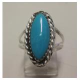 Sterling Silver & Blue Gem Turquoise SW Ring