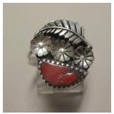 Sterling Silver & Coral Southwestern Ring