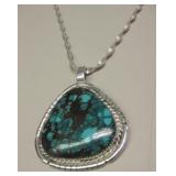 Sterl. Silver & Utah Spider Web Turquoise Necklace