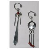 Pair of Mis-Matched Red Coral SW Sterling Earrings