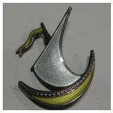 Enamel Over Sterling Silver Brooch - Norway