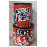 2 Vtg Popcorn Tins - 101 Dalmatians & Football