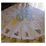 8 NWT Easter Bunny Napkins & Cut Glass Pieces