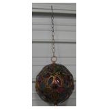 Copper Toned w/ Colored Bead Hanging Candle Holder