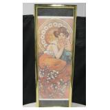Framed Art Nouveau Style Print - 14" x 38"