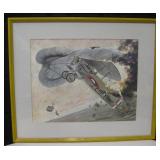 27" x 23" Framed WWI Air Battle Scene Print