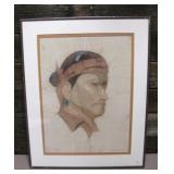 16" x 20" Original Batik Portrait Of An Indian Man