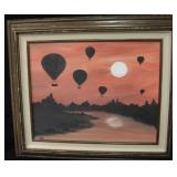 Framed Hot Air Balloons Original Painting