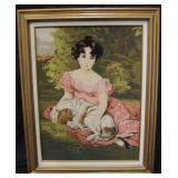 Framed "Miss Peel" Cross Stitch Art 23.5" x 29.5"
