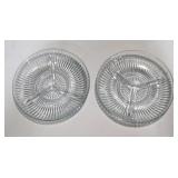 Lot Of 2 Pressed Glass Divided Relish Dishes