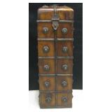 Metal Decorated Wood Wine Box - 13.5" Tall