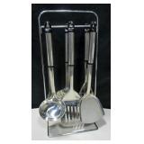 Stainless Steel Kitchen Utensils w/ Storage Rack