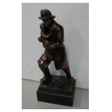 Bronze-Tone Fireman Rescuer Statue w/ Base