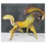 Mid Century Blown Glass Horse 12" x 6" x 11"