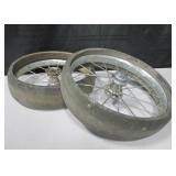 Pair Vintage Solide Rubber Wheels 12.5"D